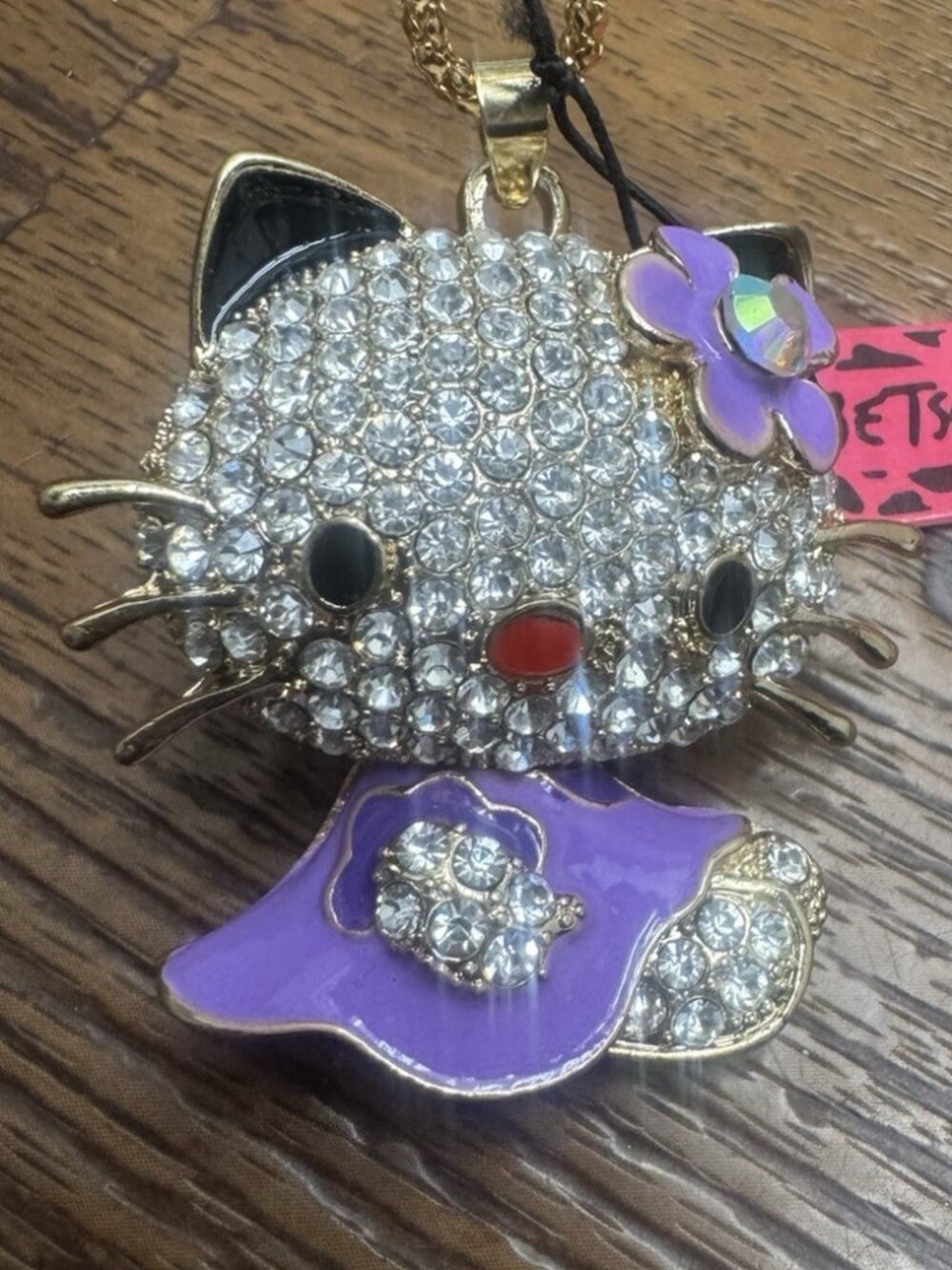 Betsey Johnson Hello Kitty Rhinestone Necklace NWT